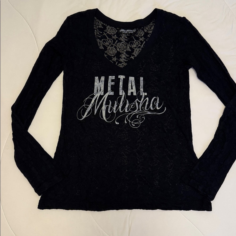 Metal Mulisha Women's Black Long Sleeve Lace Tee